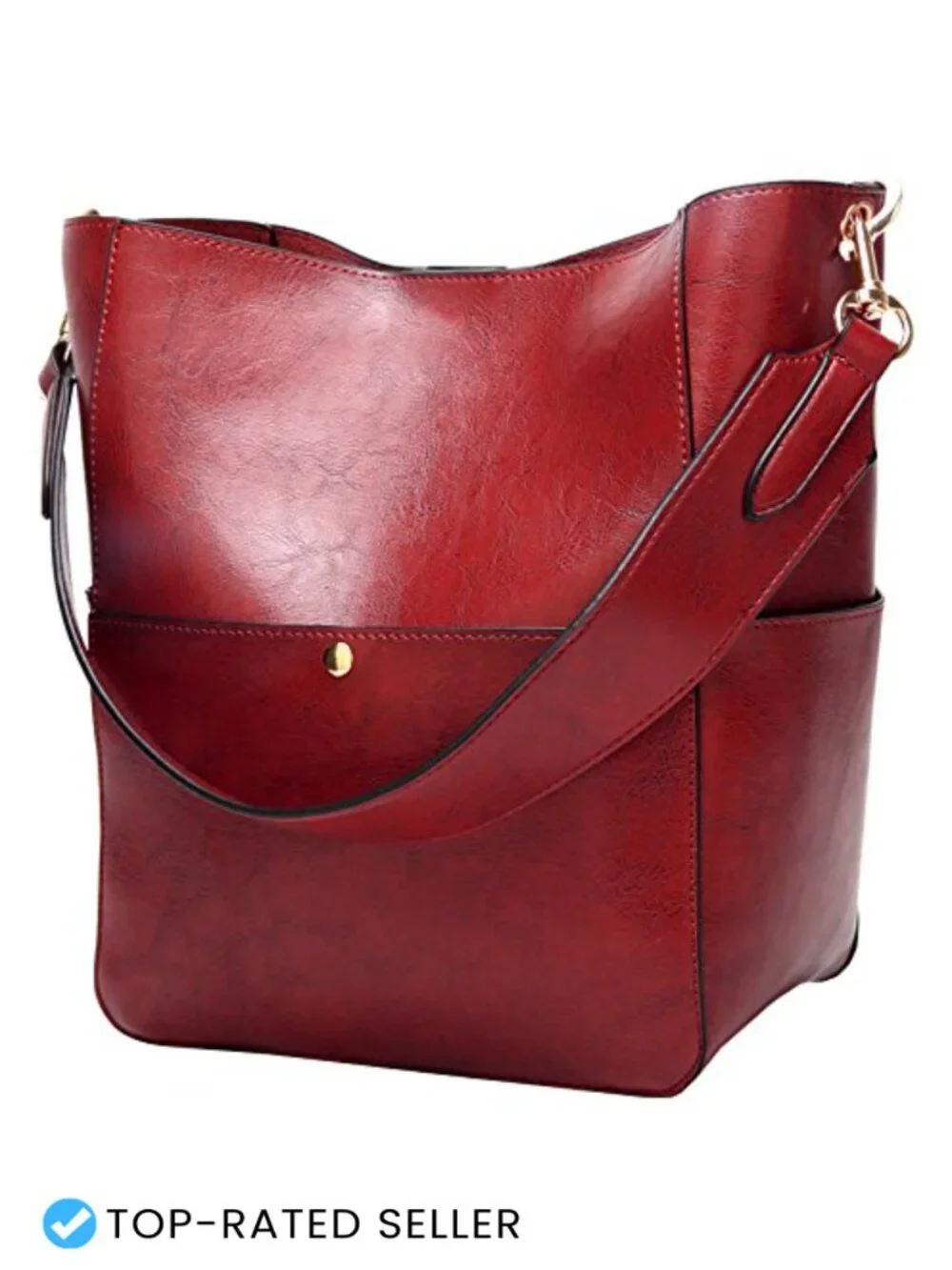 Women's PU Leather Hobo Bucket Bag Shoulder Tote Satchel Handbag Work Bag
